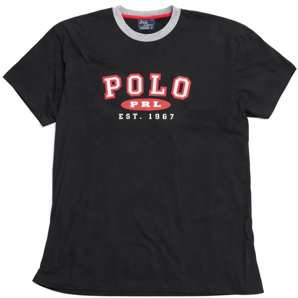 Vintage Polo Ralph Lauren Shirt XXL‎ Black PRL Spellout USA Made 90s Graphic Tee